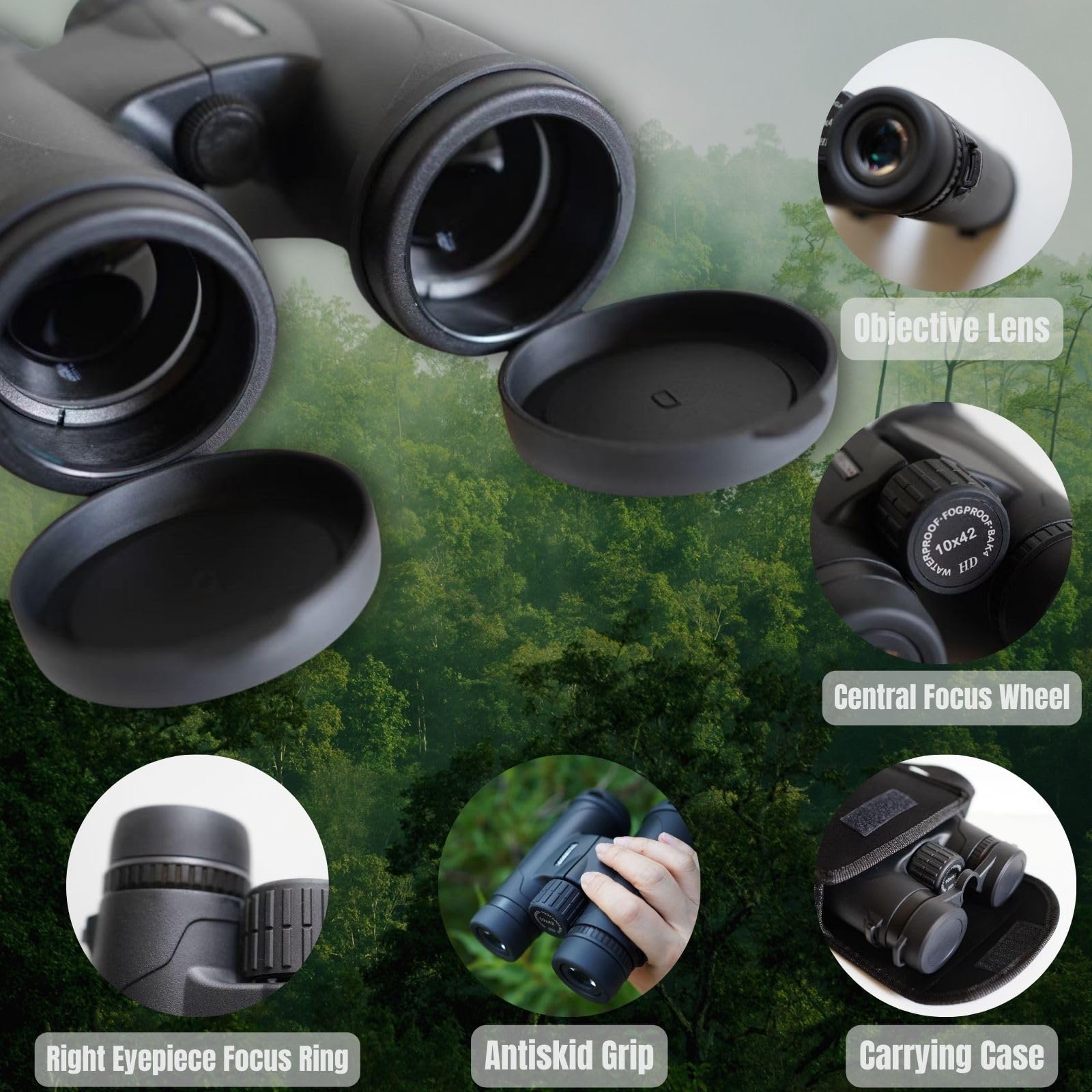 10x42 HD Binoculars for Adults High-Powered – Waterproof Binoculars with Clear Wide View - Luzsco