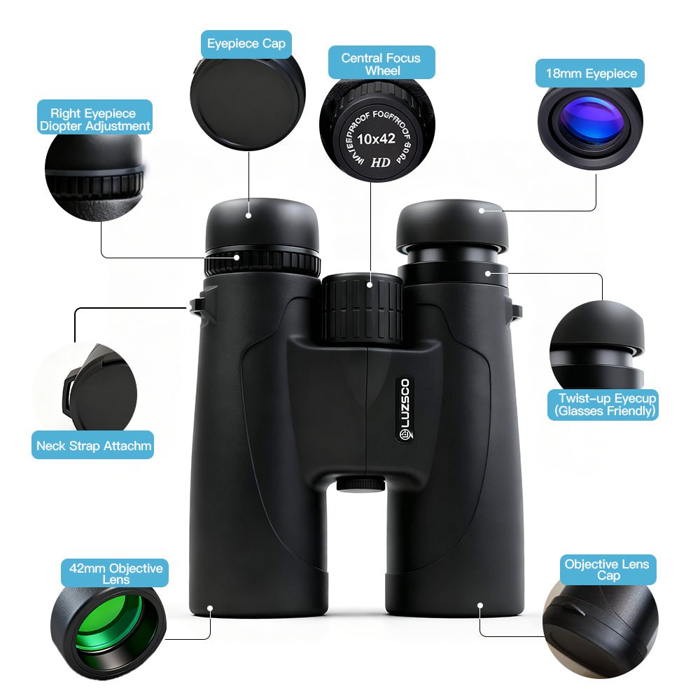 10x42 HD Binoculars for Adults High-Powered – Waterproof Binoculars with Clear Wide View - Luzsco