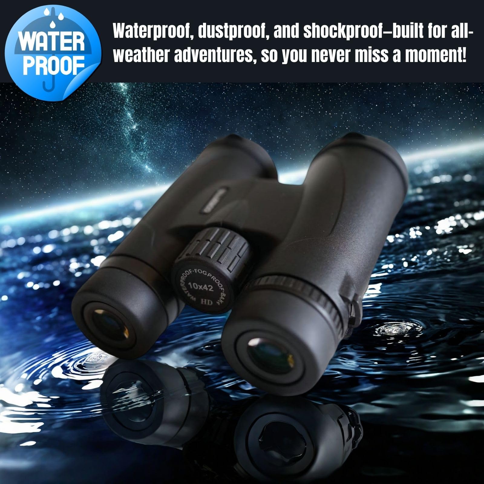 10x42 HD Binoculars for Adults High-Powered – Waterproof Binoculars with Clear Wide View - Luzsco