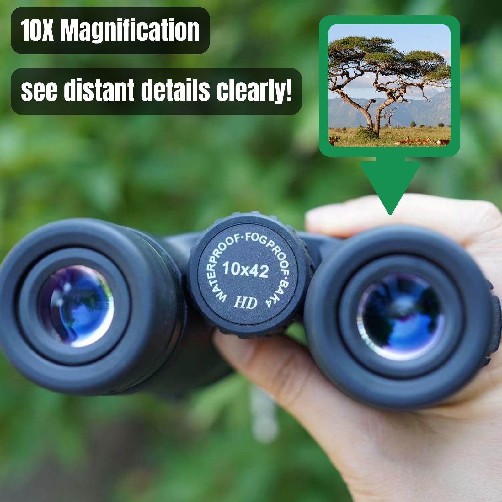 10x42 HD Binoculars for Adults High-Powered – Waterproof Binoculars with Clear Wide View - Luzsco