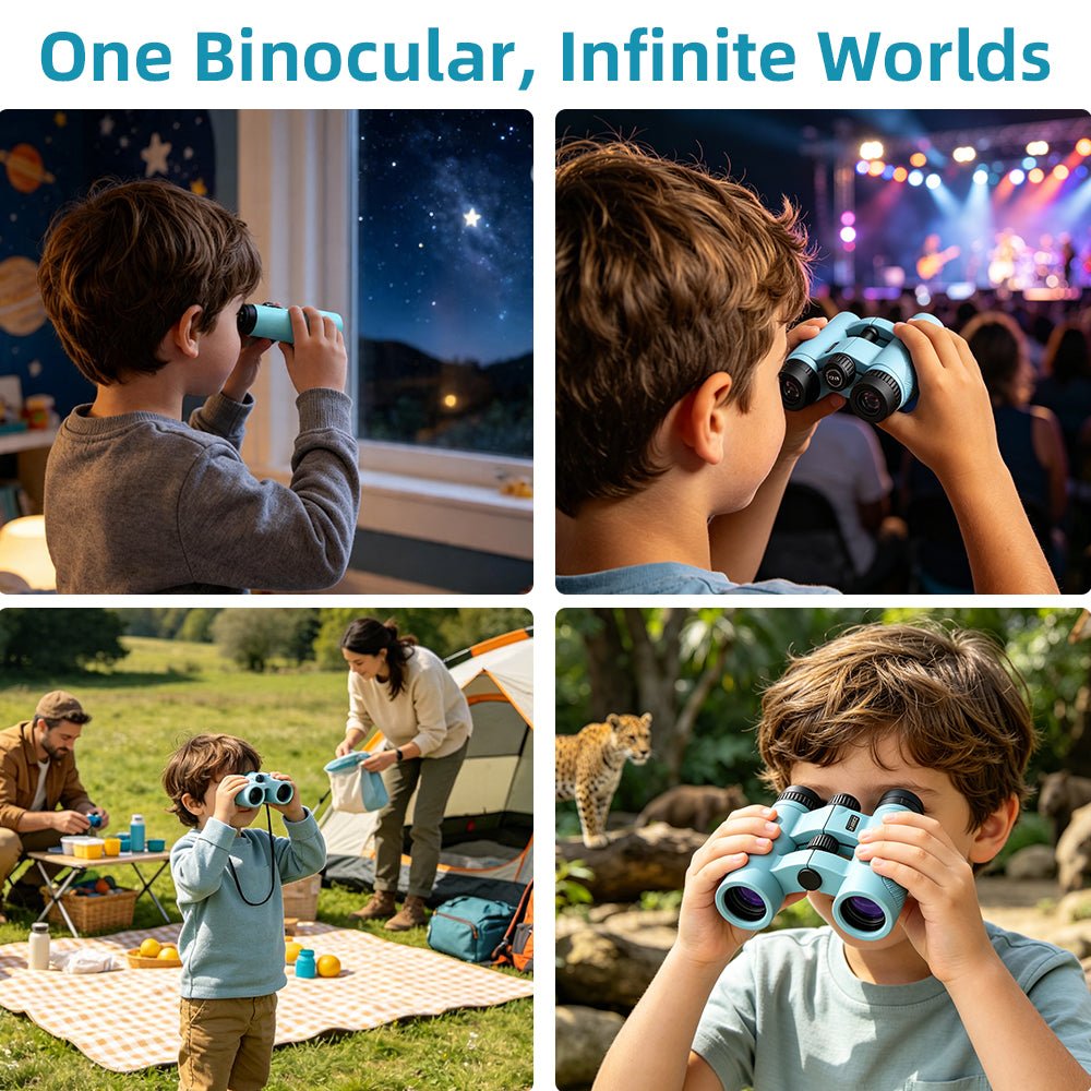 Binoculars for Kids 8 - 12, 10x25 Kids Binoculars for Nature Exploration, HD Childrens Binocular for Bird Watching, Hiking, Camping, Outdoor Adventure - Luzsco