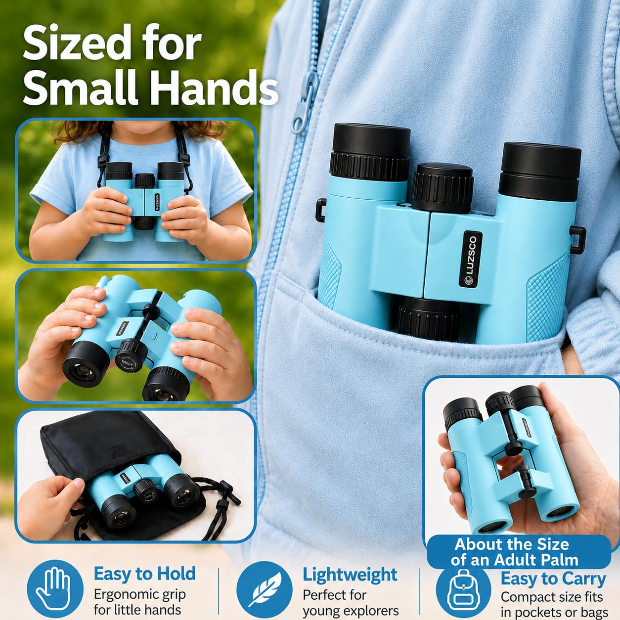 Binoculars for Kids 8-12, 10x25 Kids Binoculars for Nature Exploration, HD Childrens Binocular for Bird Watching, Hiking, Camping, Outdoor Adventure - Luzsco