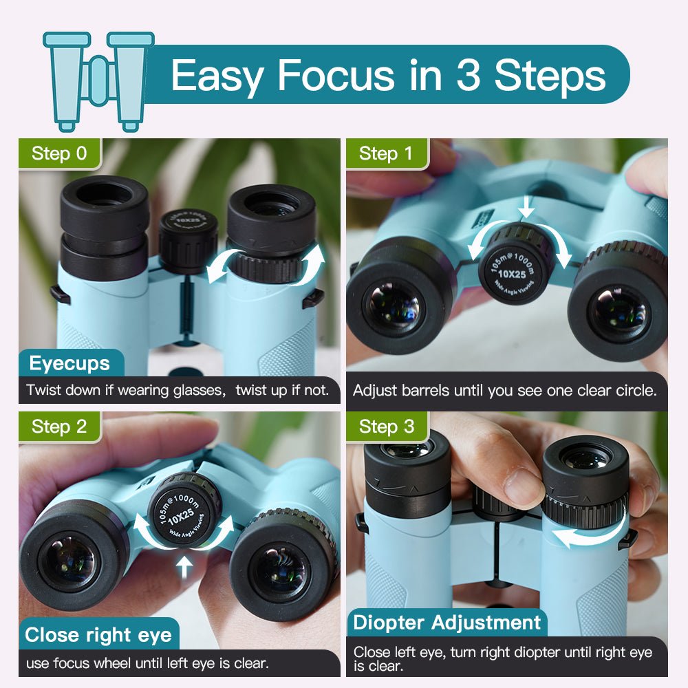 Binoculars for Kids 8 - 12, 10x25 Kids Binoculars for Nature Exploration, HD Childrens Binocular for Bird Watching, Hiking, Camping, Outdoor Adventure - Luzsco