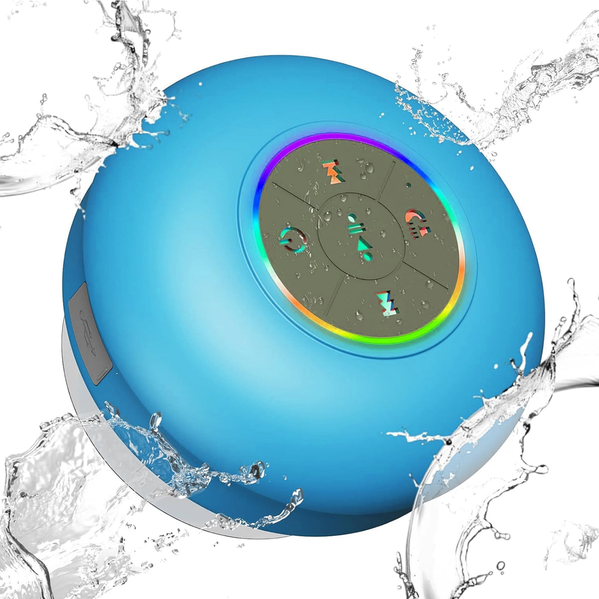 Waterproof Bluetooth Shower Speaker with LED, IPX4 Portable Wireless Hands - Free Mini Speaker, USB Rechargeable for Bath Beach Home - Audio, Smartphone - Bathergy