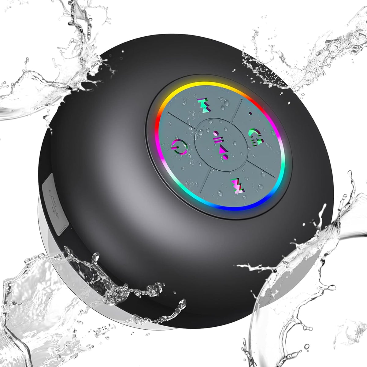 Waterproof Bluetooth Shower Speaker with LED, IPX4 Portable Wireless Hands - Free Mini Speaker, USB Rechargeable for Bath Beach Home - Audio, Smartphone - Bathergy