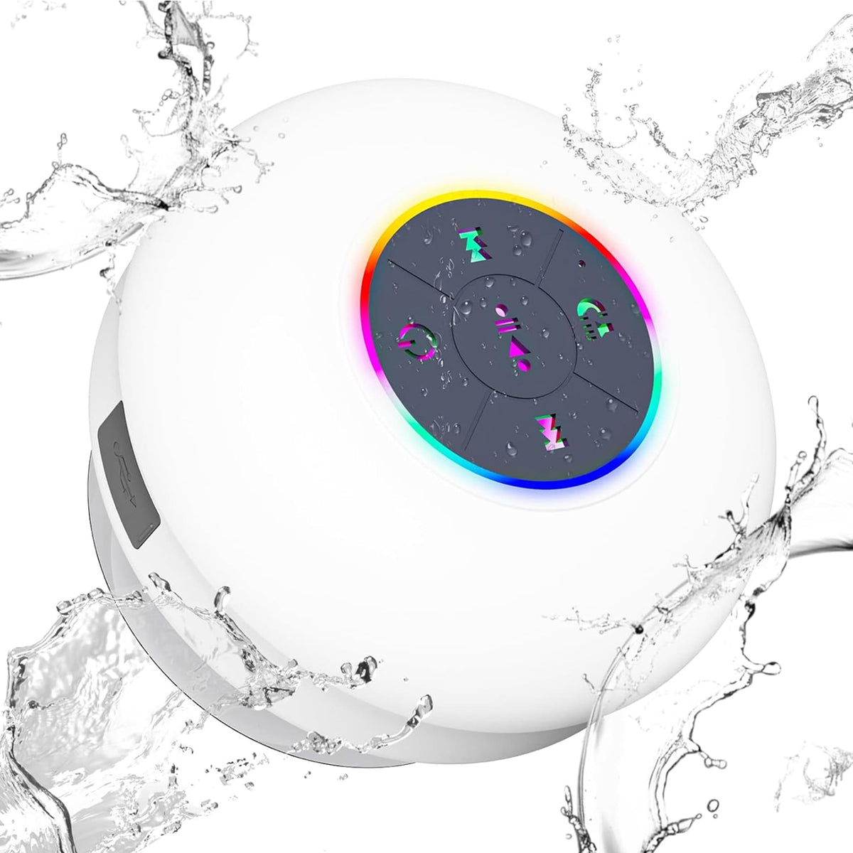 Waterproof Bluetooth Shower Speaker with LED, IPX4 Portable Wireless Hands - Free Mini Speaker, USB Rechargeable for Bath Beach Home - Audio, Smartphone - Bathergy