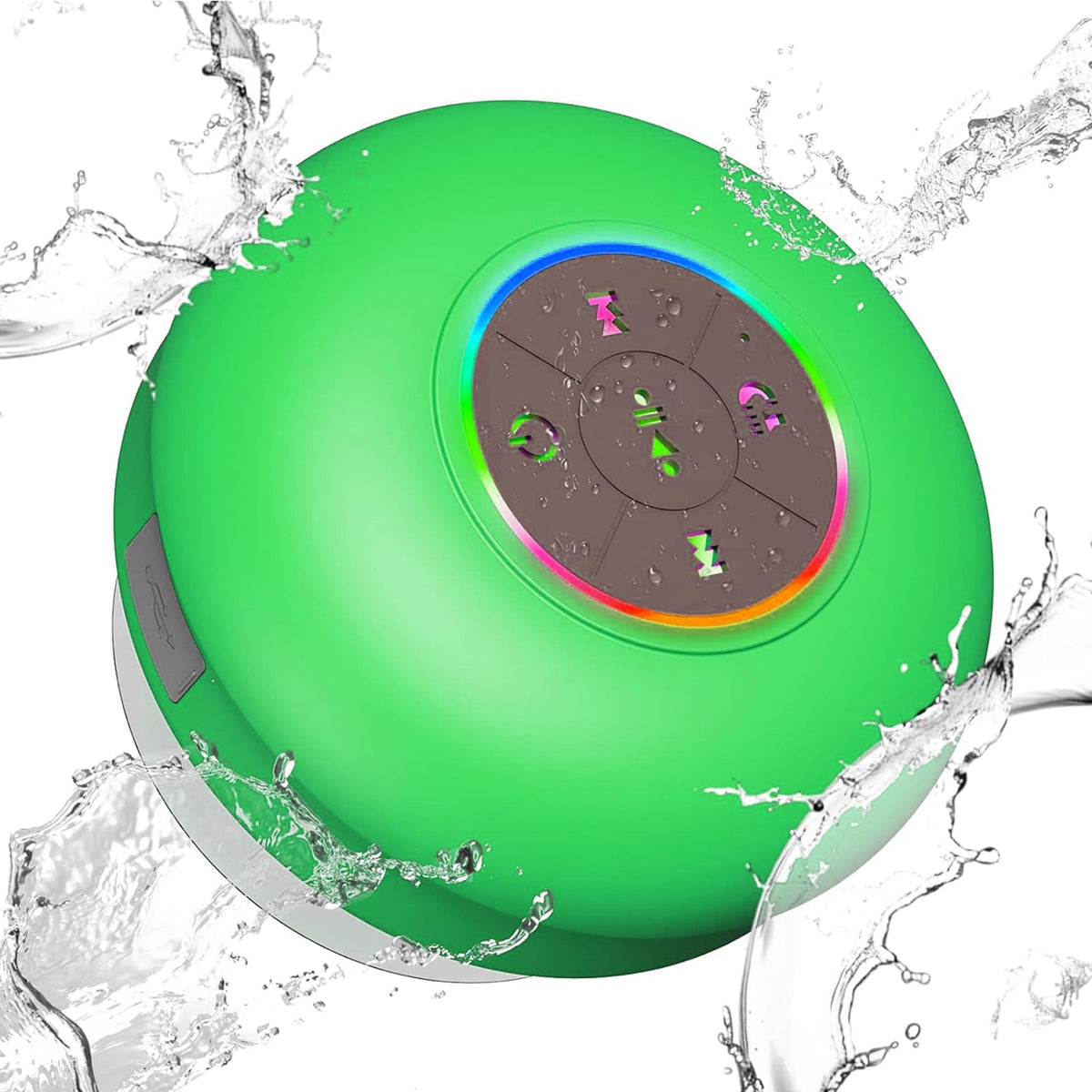 Waterproof Bluetooth Shower Speaker with LED, IPX4 Portable Wireless Hands - Free Mini Speaker, USB Rechargeable for Bath Beach Home - Audio, Smartphone - Bathergy